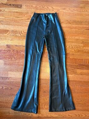 Abercrombie Vegan Leather Leather Flared Pants with slits XS